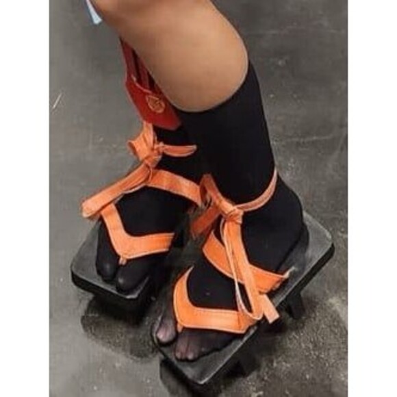 Naganohara Yoimiya Genshin Impact Anime Cosplay Shoes sz 37 black wood - Picture 2 of 5